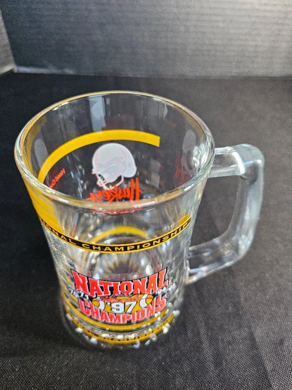 Vintage 1997 Nebraska Cornhuskers National Champions Glass Beer Mug 13-0 Season